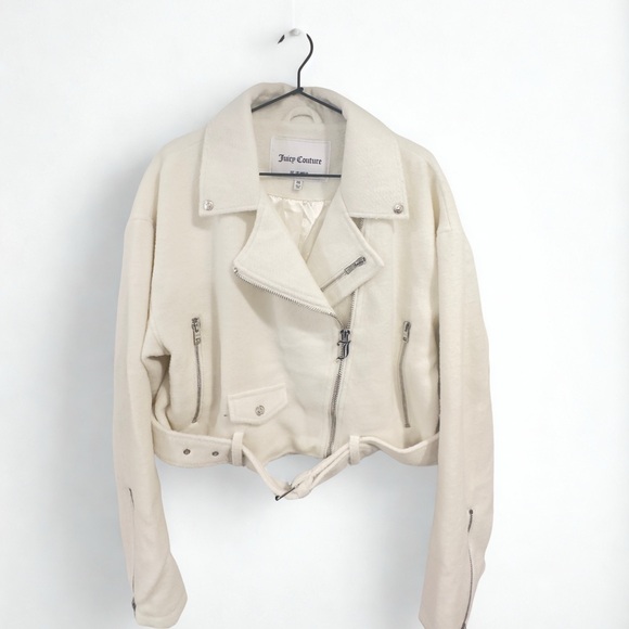 Juicy Couture Jackets & Blazers - Juicy Couture Juicy Womens Marshmallow White Mohair Moto Jacket